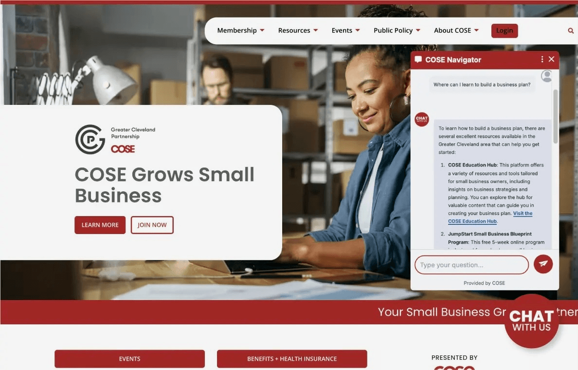 EcoMap ChatBot embedded on a resource hub page
